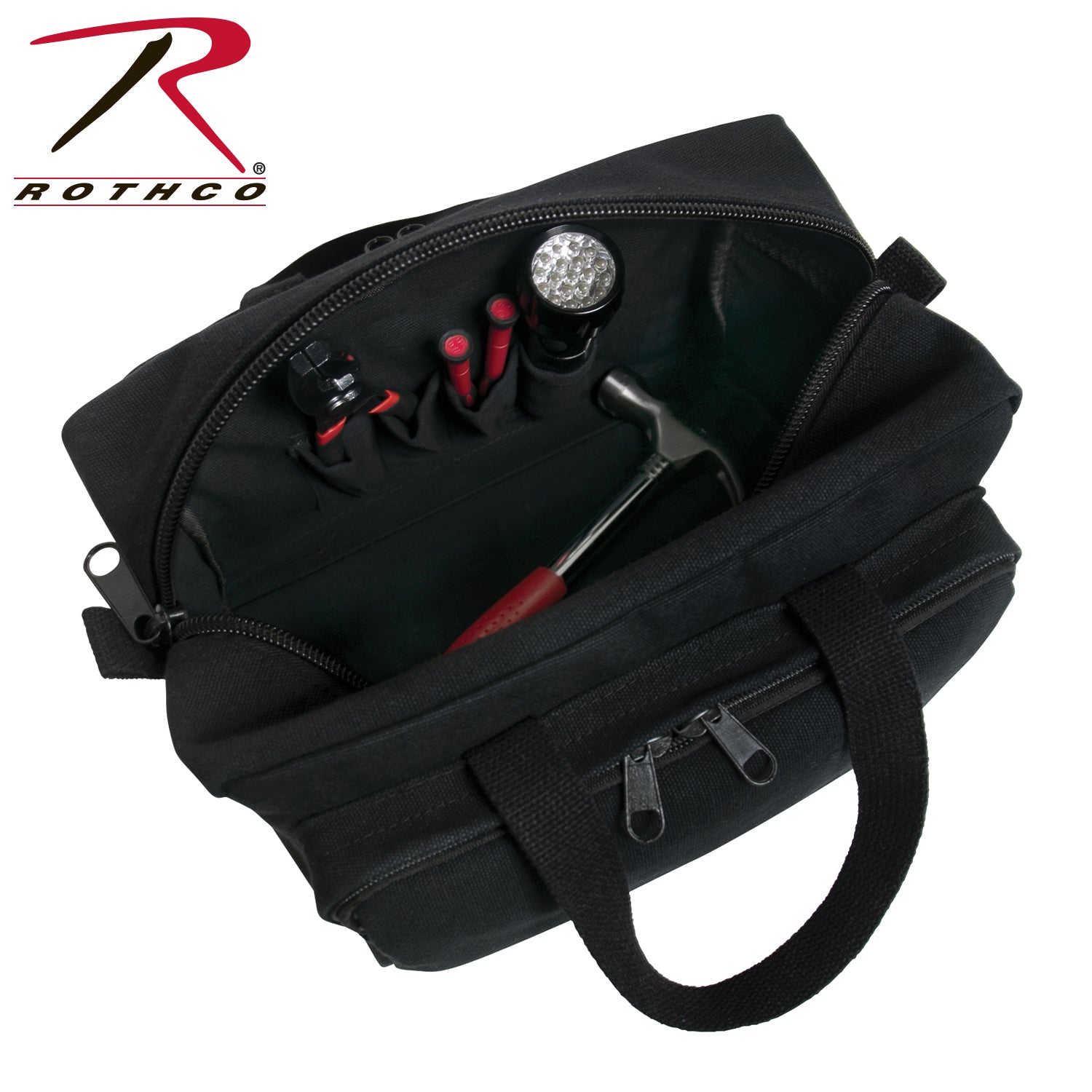 Rothco G.I. Type Zipper Pocket Mechanics Tool Bag with Military Stencil in Black
