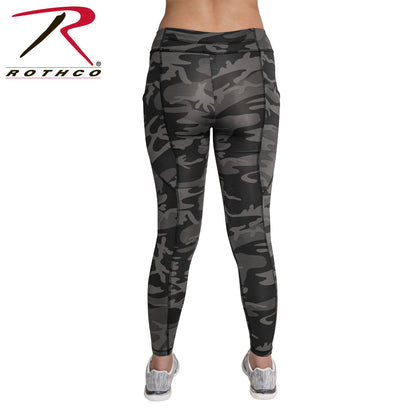 Rothco Women's Black Camo Workout Performance Leggings Size 2XL with Pockets