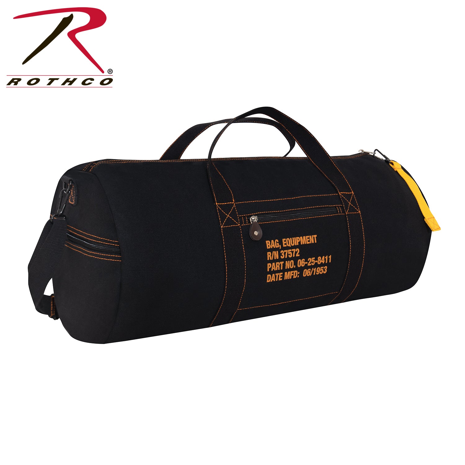 Rothco Canvas Equipment Bag Black, 24-Inch - Heavy-Duty Military Style Duffle for Travel and Sports