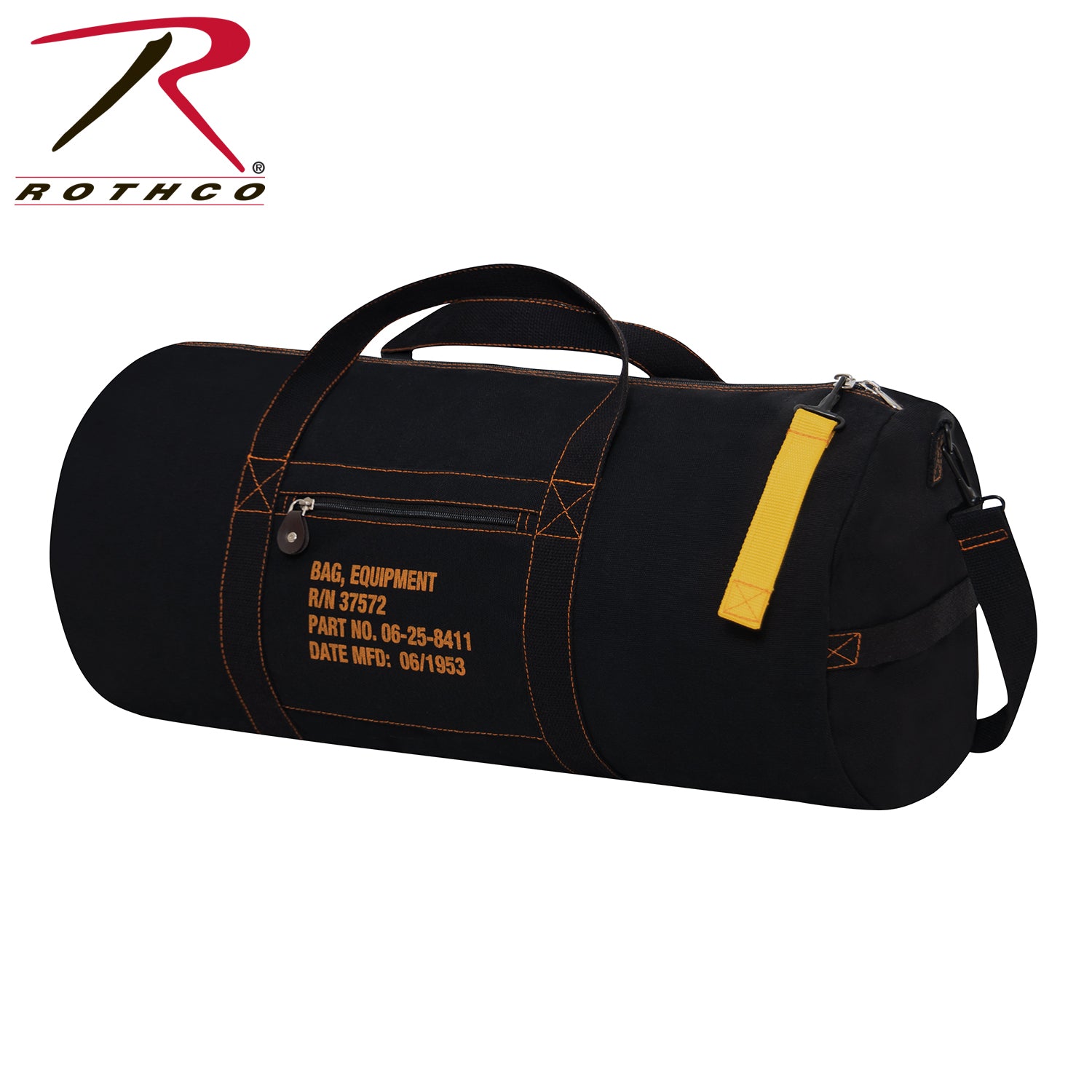 Rothco Canvas Equipment Bag Black, 24-Inch - Heavy-Duty Military Style Duffle for Travel and Sports
