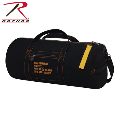 Rothco Canvas Equipment Bag Black, 24-Inch - Heavy-Duty Military Style Duffle for Travel and Sports