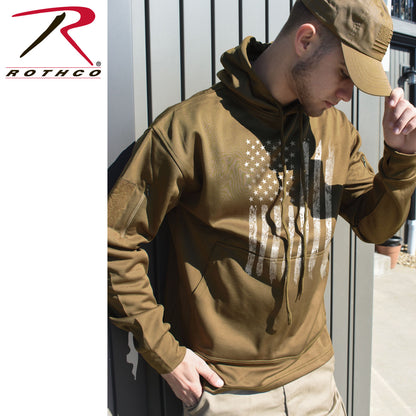 Rothco Concealed Carry U.S. Flag Hoodie in Coyote Brown, Size Large