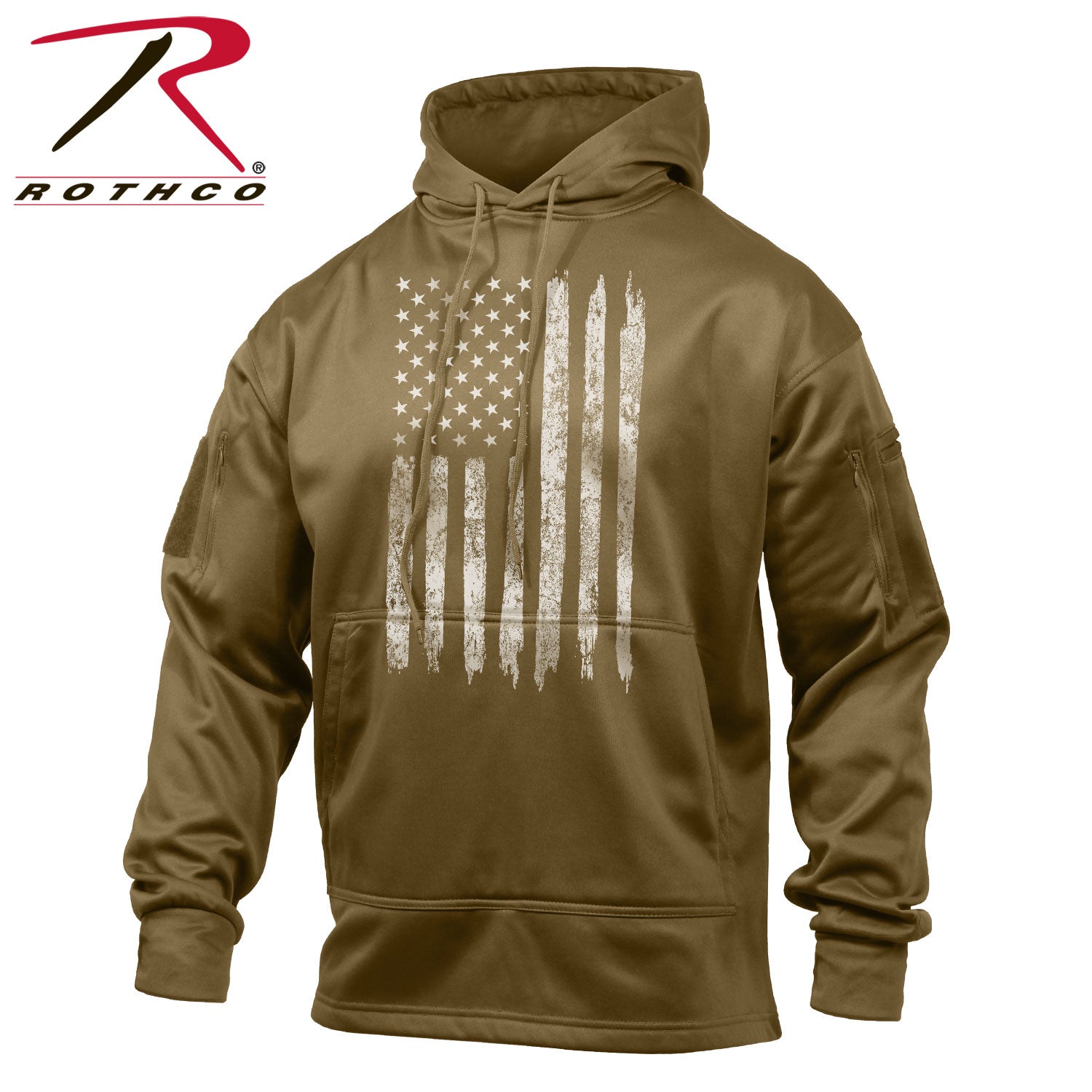 Rothco Concealed Carry U.S. Flag Hoodie in Coyote Brown, Size Large