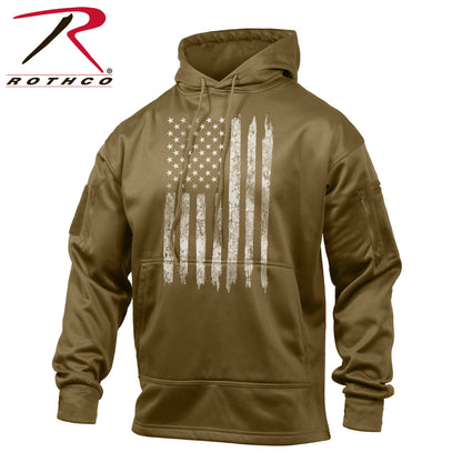 Rothco Concealed Carry U.S. Flag Hoodie in Coyote Brown, Size Large