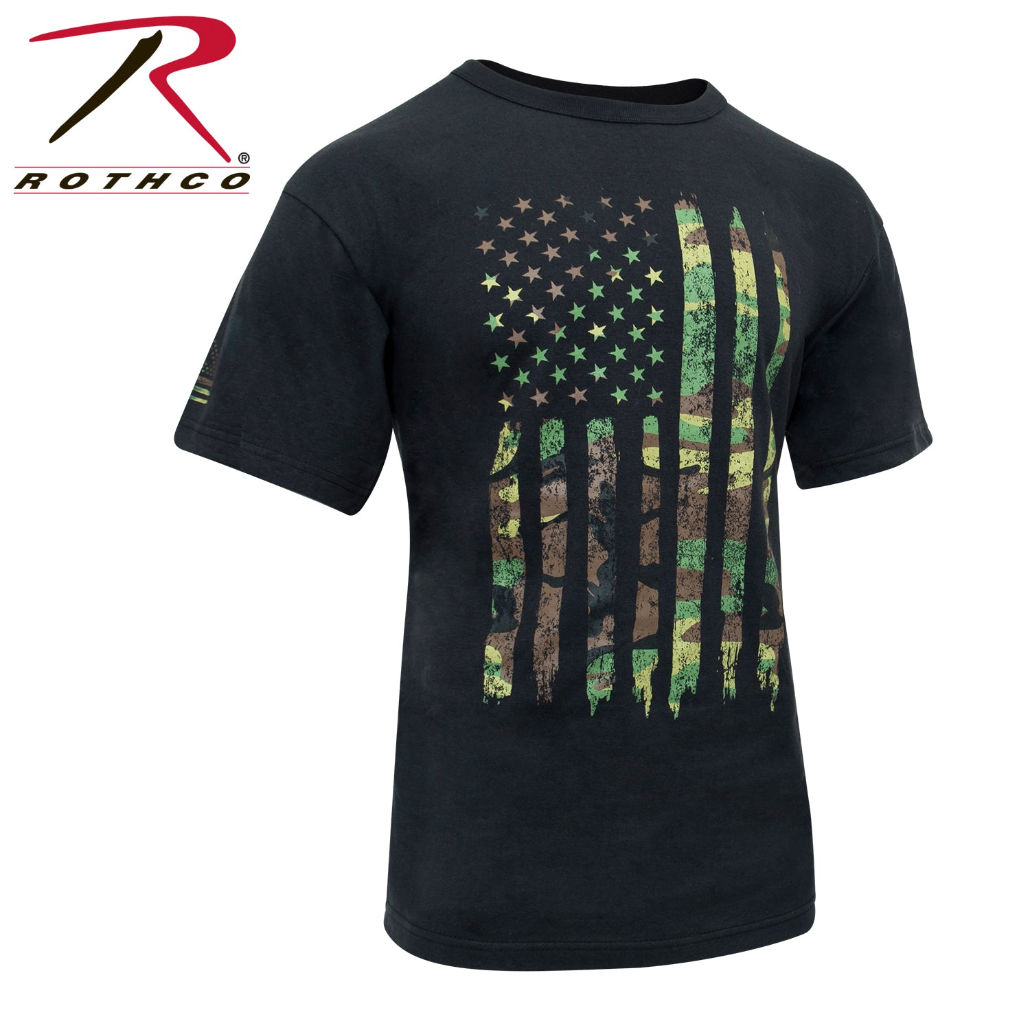 Rothco Distressed US Flag Athletic Fit T-Shirt in Camo, Size Medium