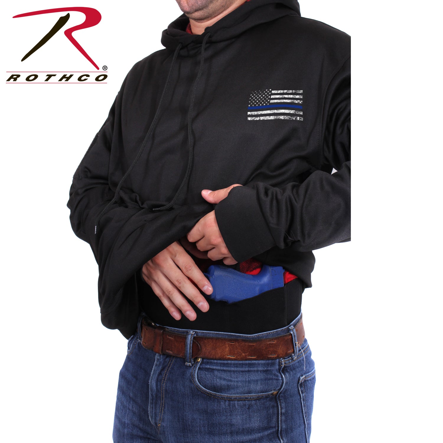 Rothco Concealed Carry Thin Blue Line Hoodie Black Size 5XL