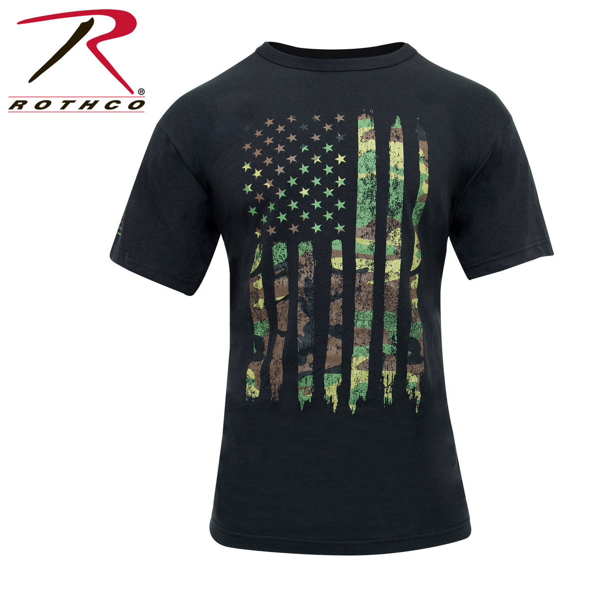 Rothco Distressed US Flag Athletic Fit T-Shirt, Camo, Large, 10740-LRG