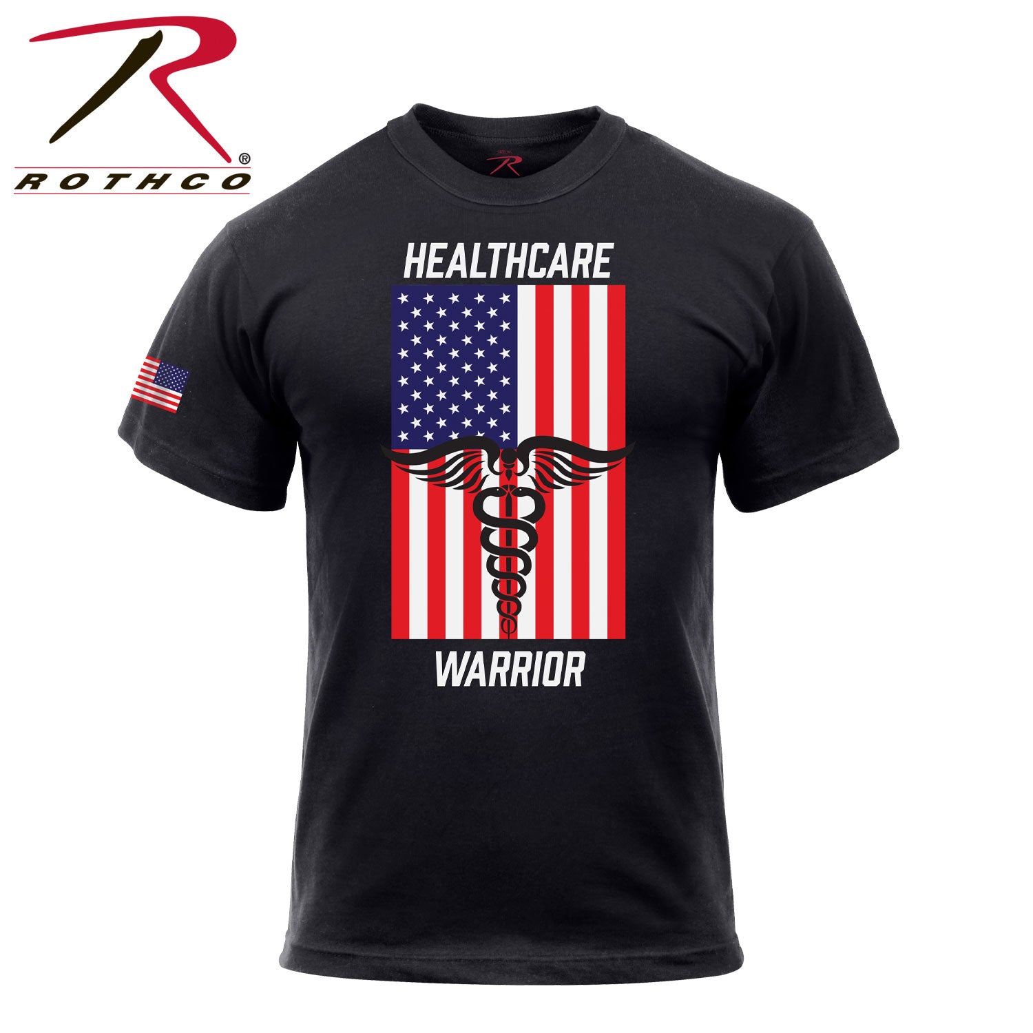 Rothco Healthcare Warrior US Flag T-Shirt - Black Size Large