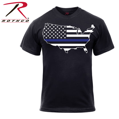 Rothco Thin Blue Line America Map T-Shirt Size 3XL – Support Law Enforcement in Comfort