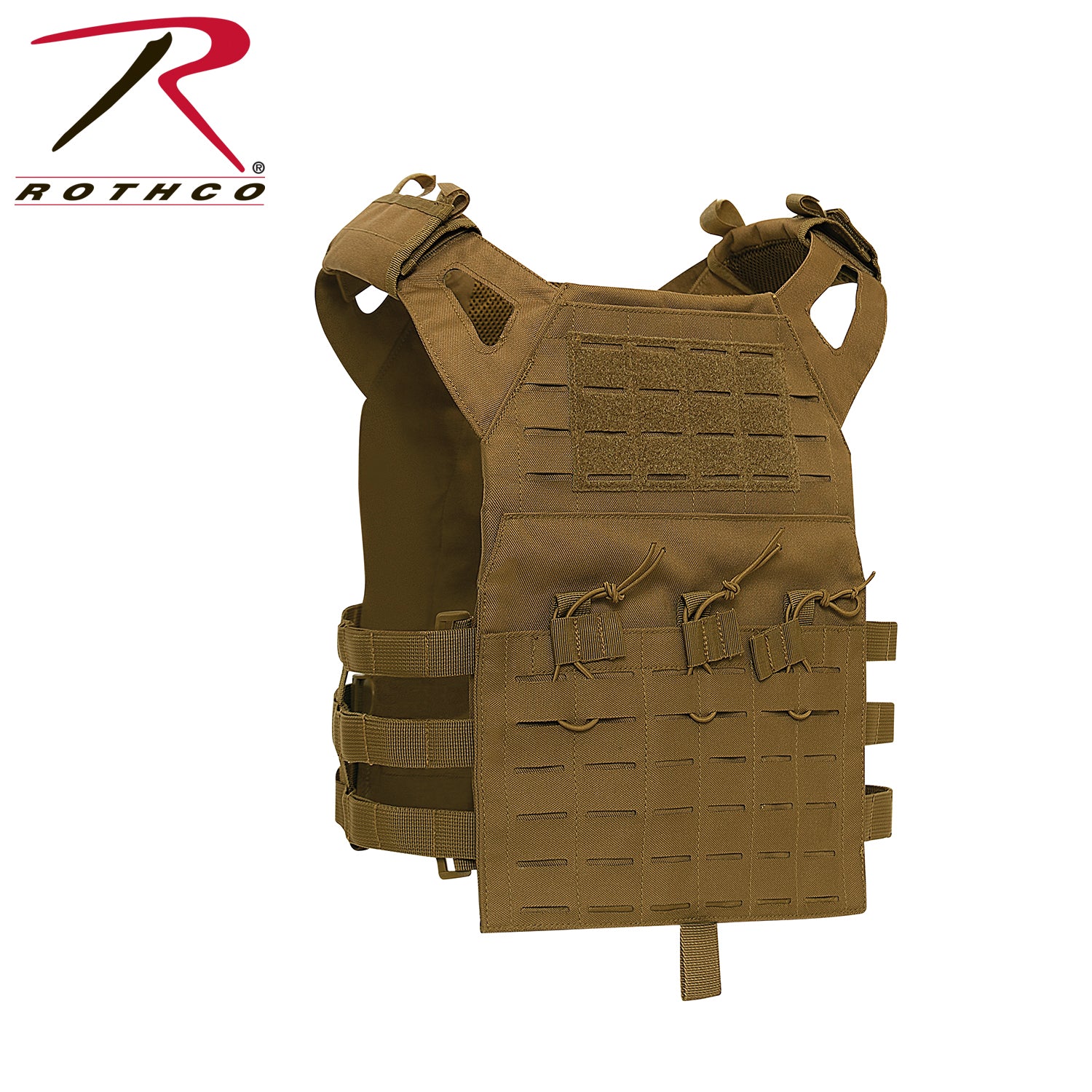 Rothco Laser Cut MOLLE Lightweight Armor Carrier Vest in Coyote Brown, Size Regular