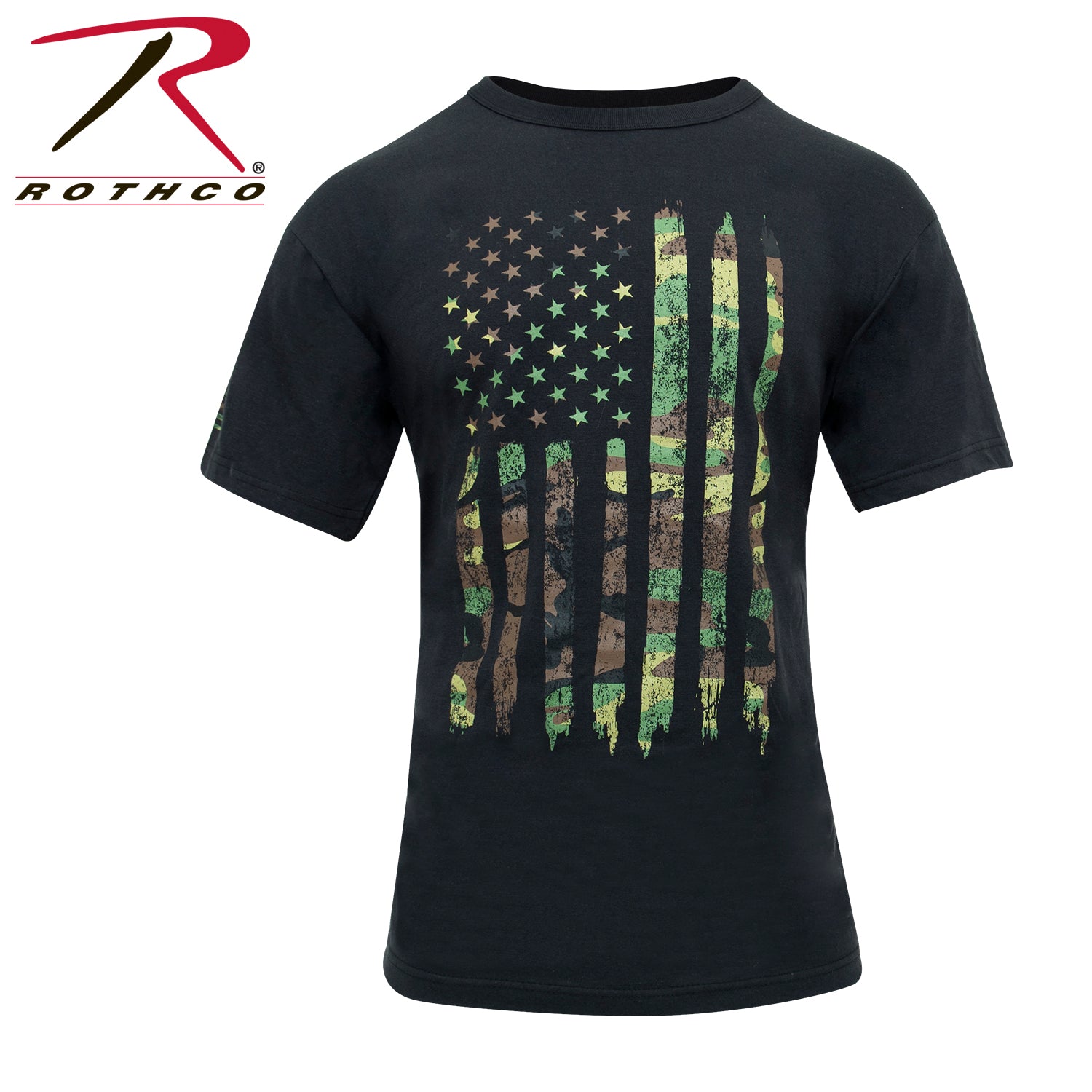 Rothco Distressed US Flag Athletic Fit T-Shirt in Camo, Size 2XL