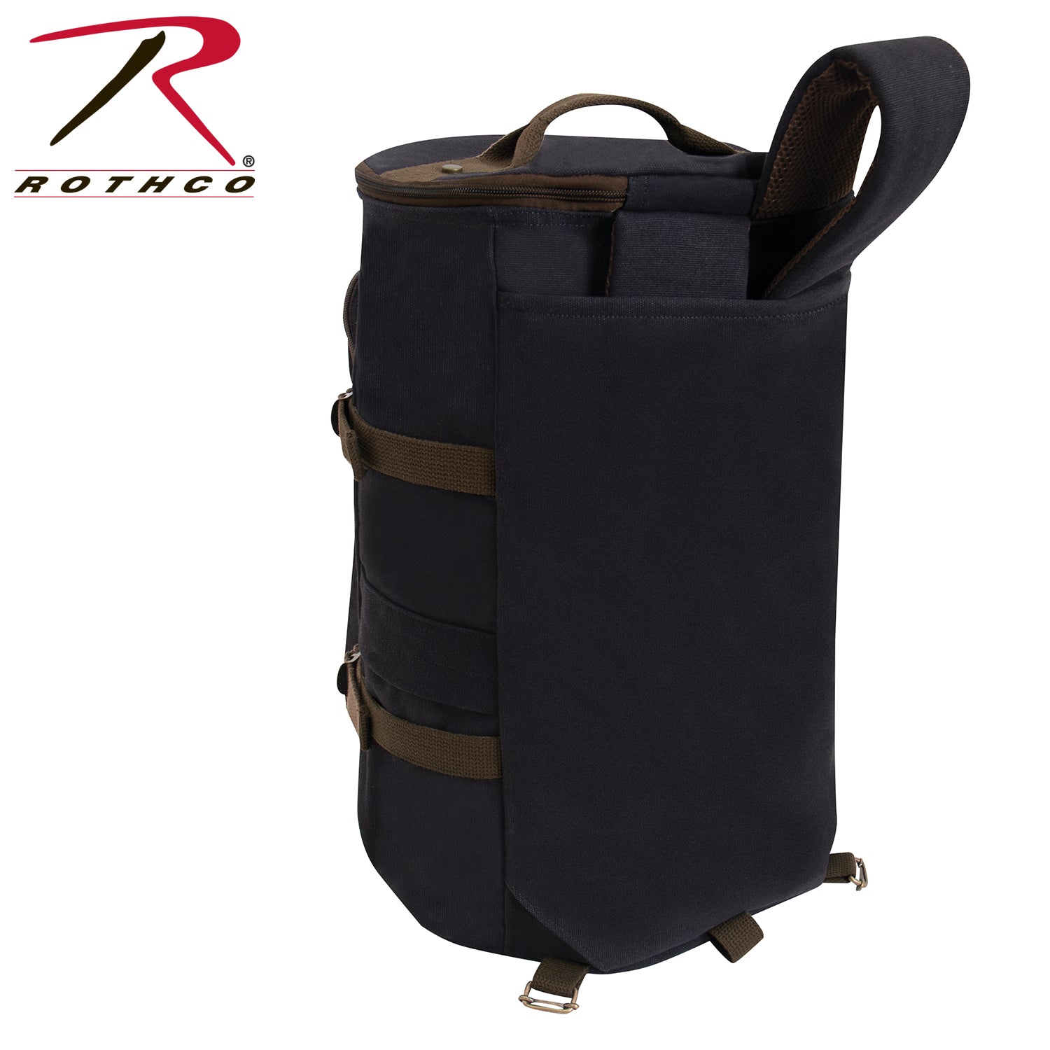 Rothco Convertible Canvas Duffle Backpack - 19 Inch Black, Part Number 2516