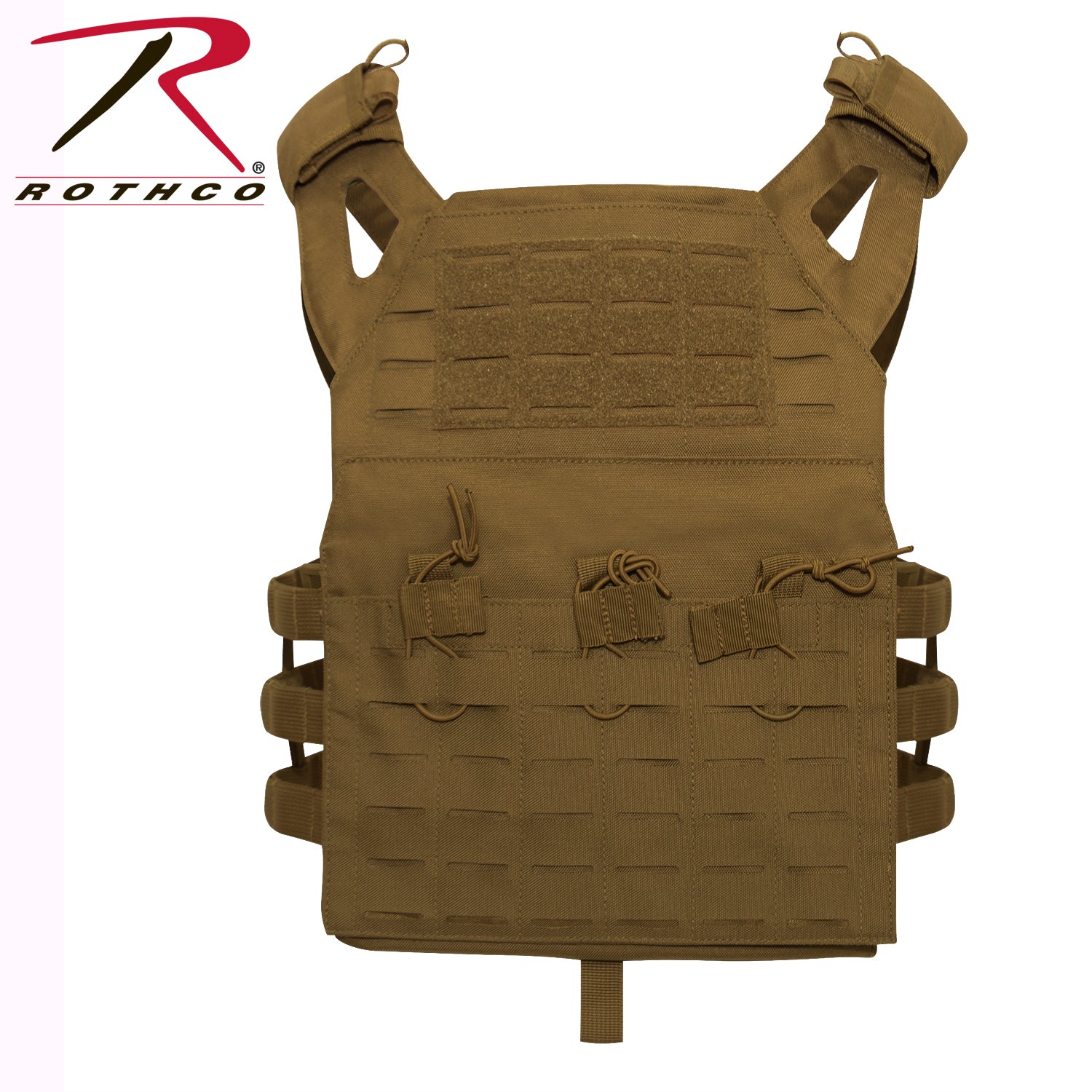 Rothco Laser Cut MOLLE Lightweight Armor Carrier Vest in Coyote Brown, Size Regular