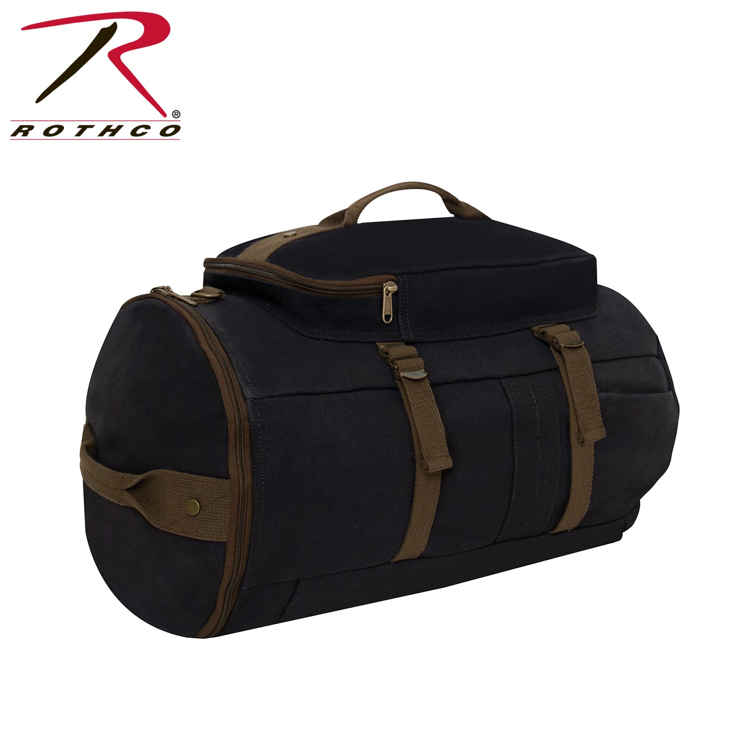 Rothco Convertible Canvas Duffle Backpack - 19 Inch Black, Part Number 2516