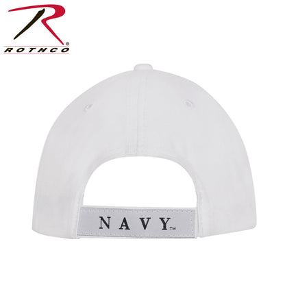 Rothco Deluxe Navy Low Profile Cap White - Adjustable Baseball Hat with Embroidered Navy Logo