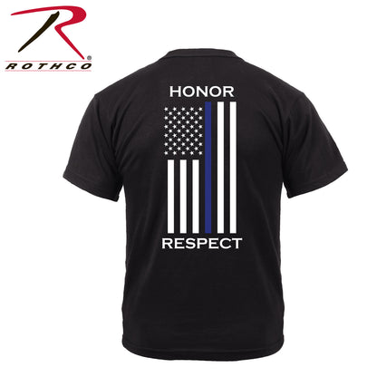 Rothco Honor and Respect 2-Sided Thin Blue Line Flag T-Shirt - Black Size Small