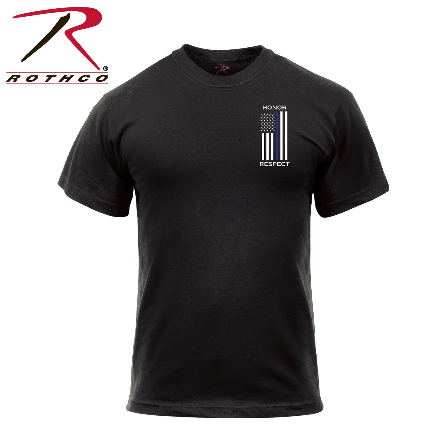 Rothco Honor and Respect 2-Sided Thin Blue Line Flag T-Shirt - Black, Size 2XL