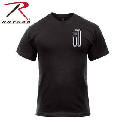 Rothco Honor and Respect 2-Sided Thin Blue Line Flag T-Shirt - Black, Size 2XL
