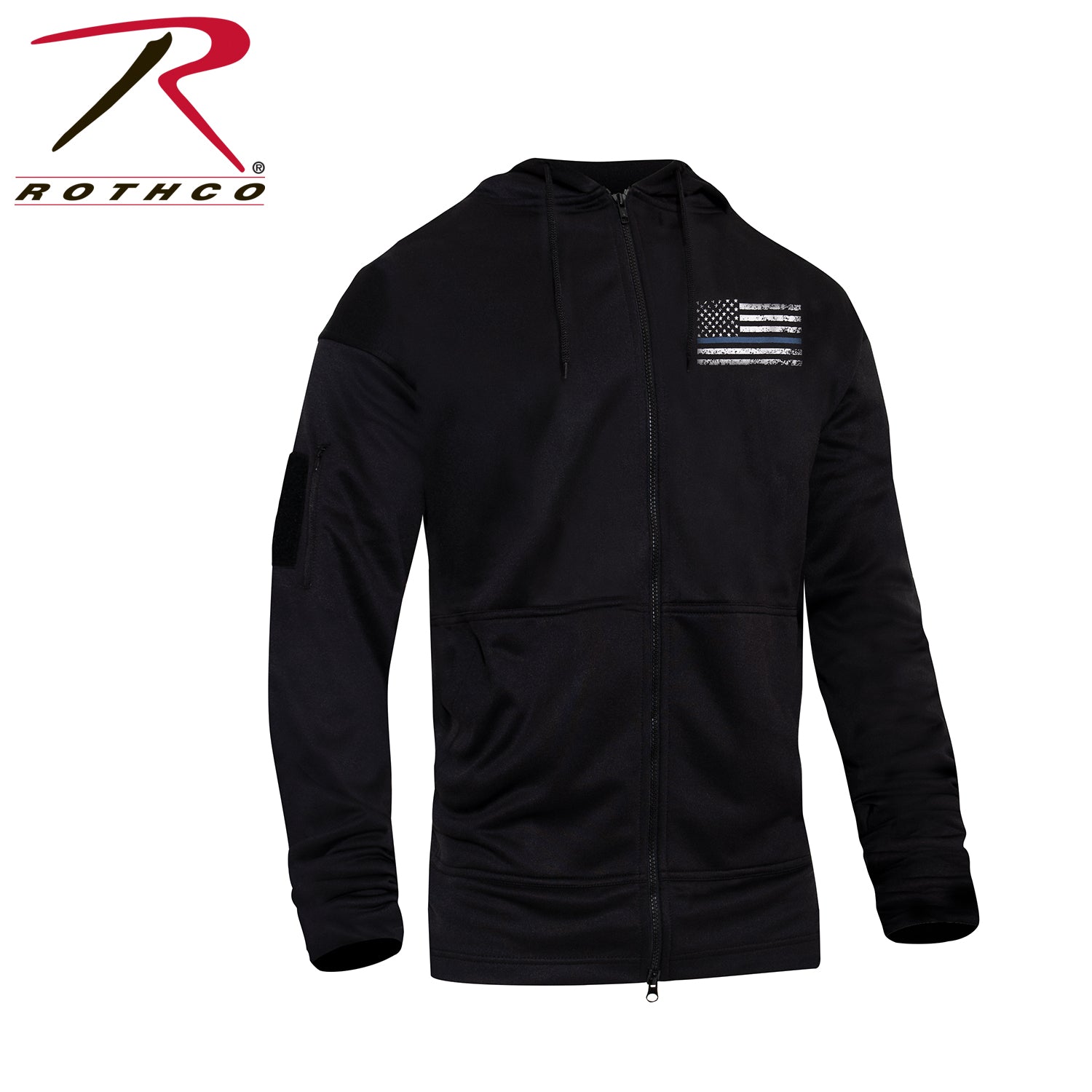 Rothco Thin Blue Line Concealed Carry Zippered Hoodie - Black Size Small