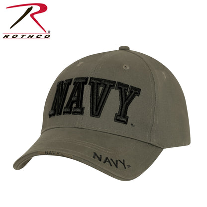 Rothco Deluxe Navy Low Profile Cap Olive Drab - Brushed Cotton Twill Baseball Hat with Embroidered Navy Logo and Adjustable Closure