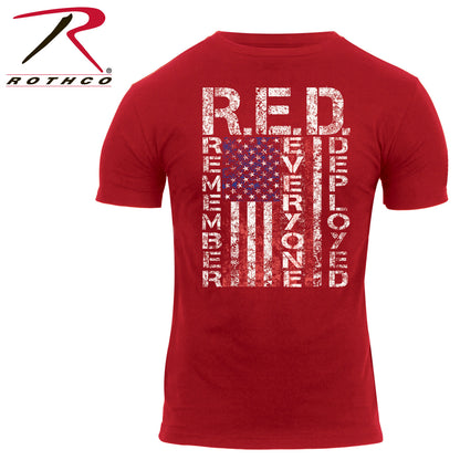 Rothco Athletic Fit R.E.D. Remember Everyone Deployed T-Shirt - Red, Size Small