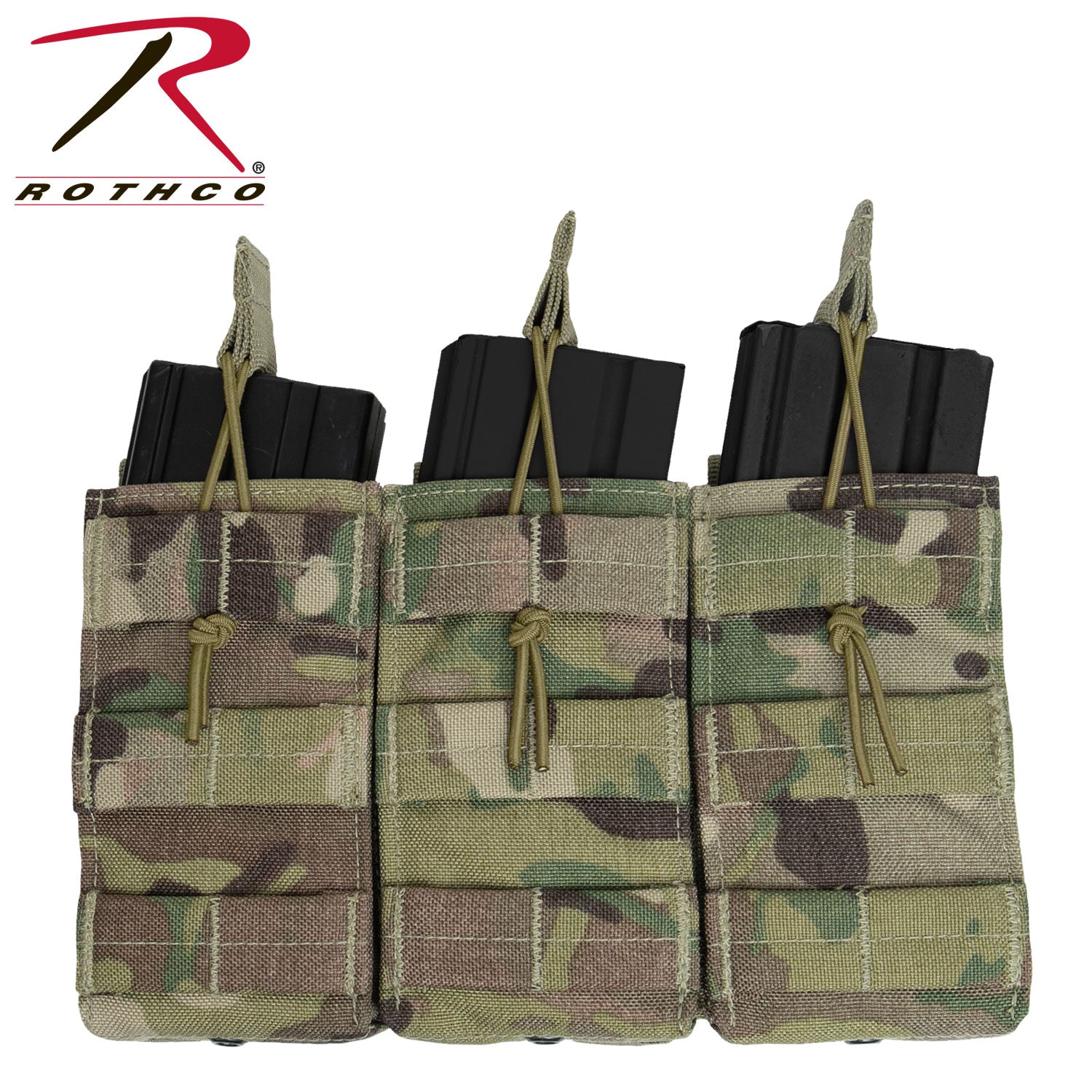 Rothco MOLLE Triple Mag Pouch in MultiCam – Durable 600 Denier Polyester Rifle Magazine Carrier