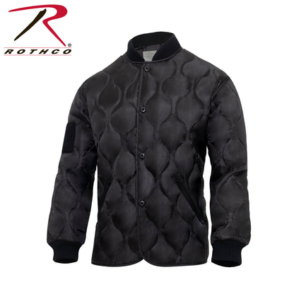 Rothco Quilted Woobie Jacket Black Size XL – Lightweight Military-Style Outerwear with Pockets and Patch Loop