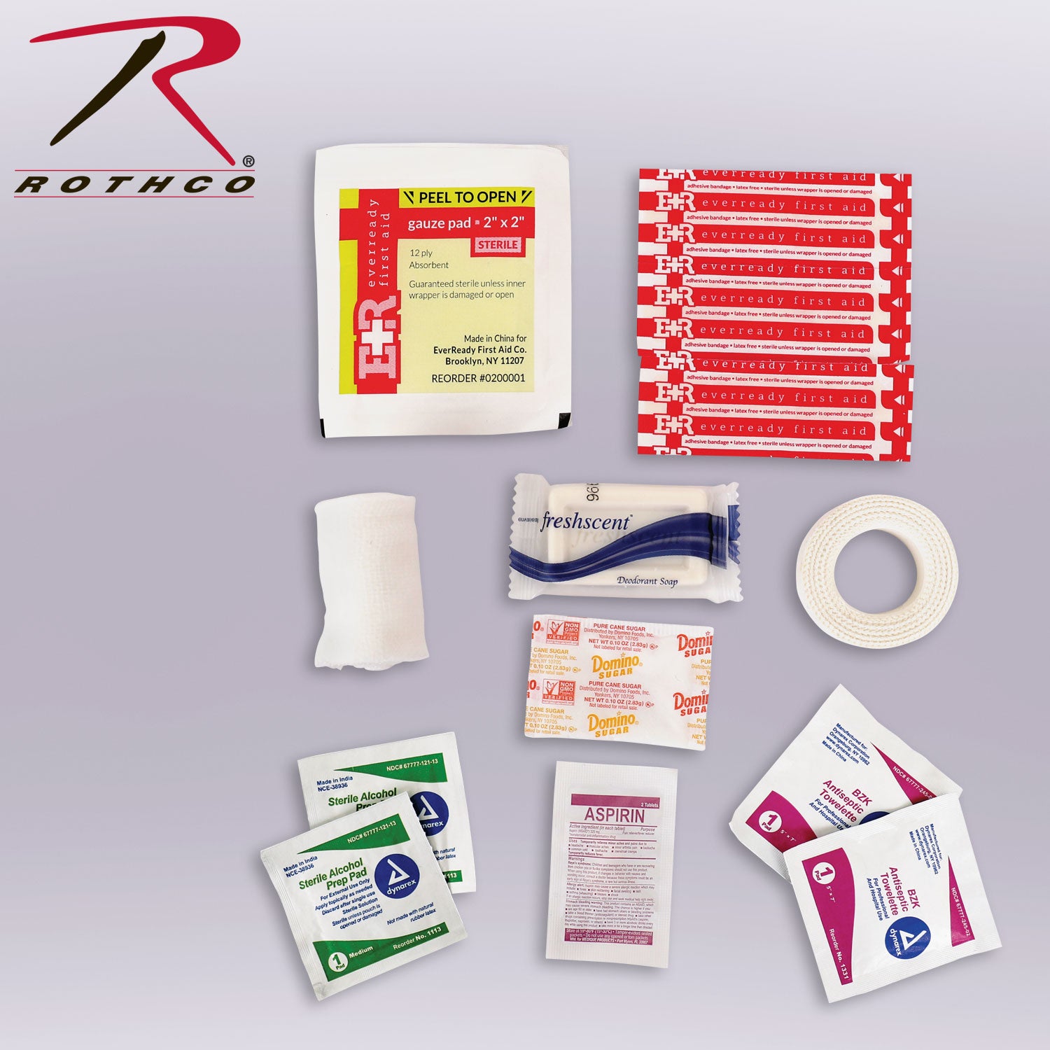 Rothco Military Zipper First Aid Kit Contents - 15 Essential Medical Supplies for Emergency Preparedness