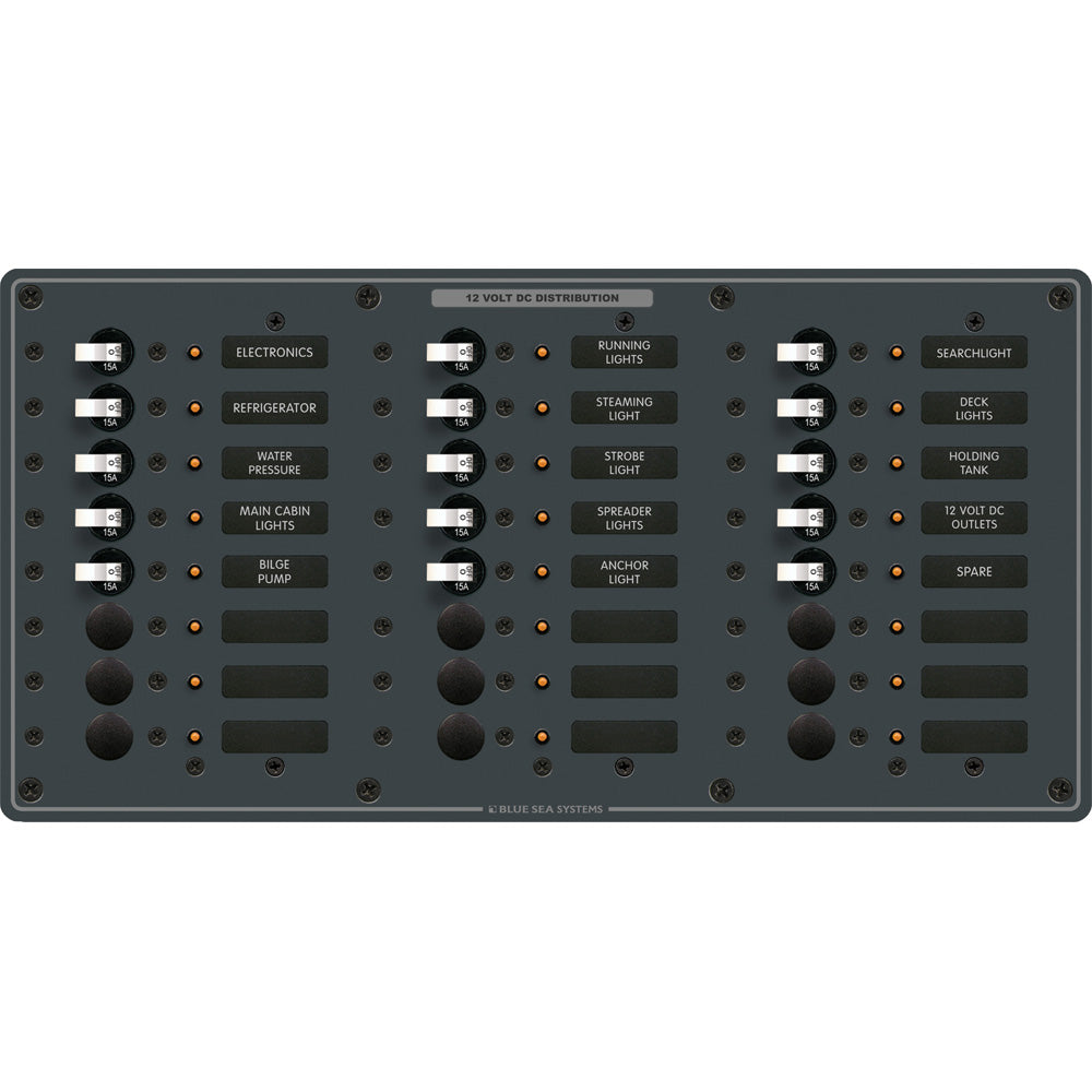 Blue Sea Systems 8264 Traditional Metal DC Panel with 24 Positions for 12V/24V Systems