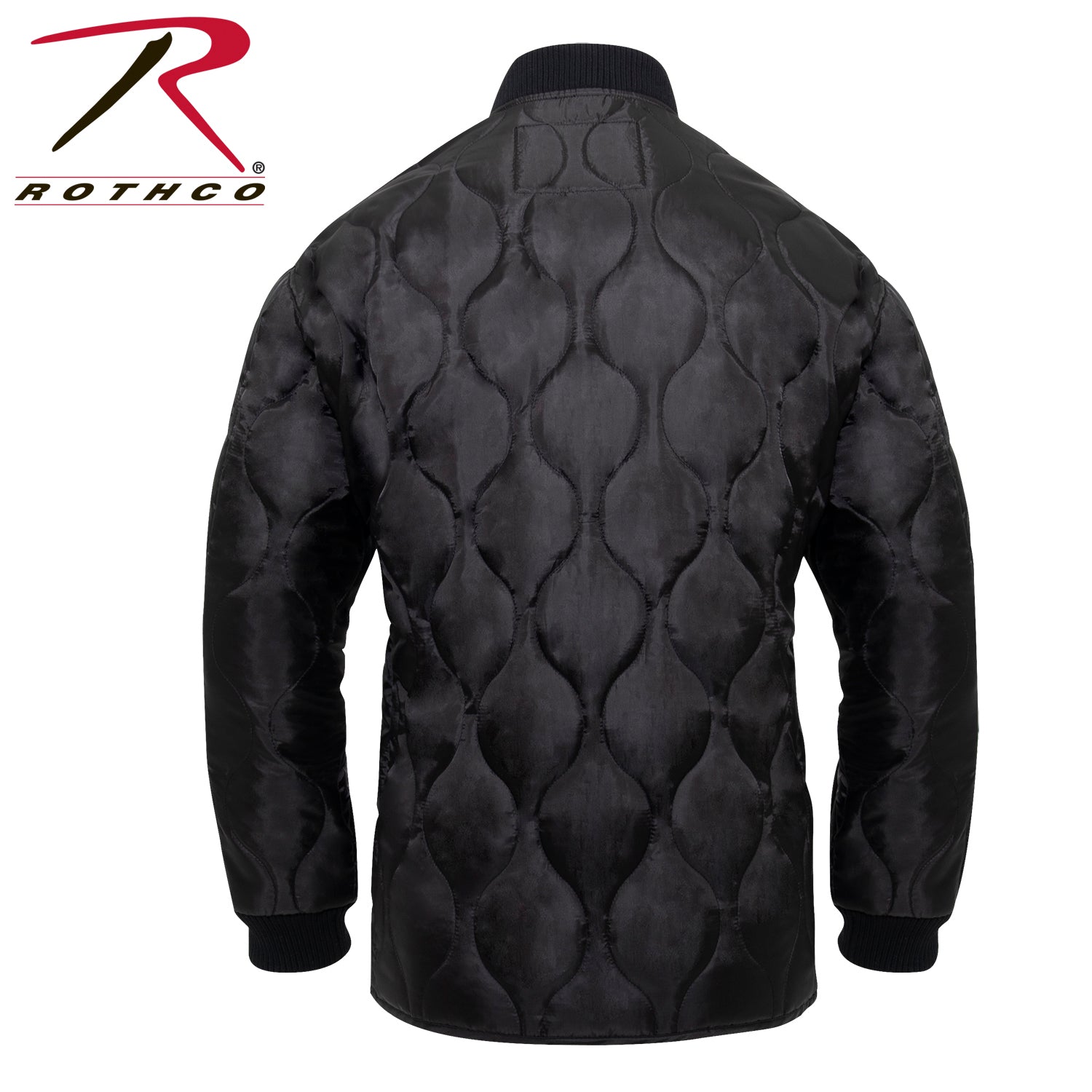 Rothco Quilted Woobie Jacket Black Size 2XL – Lightweight Military-Style Outerwear with Pockets and Patch Loop