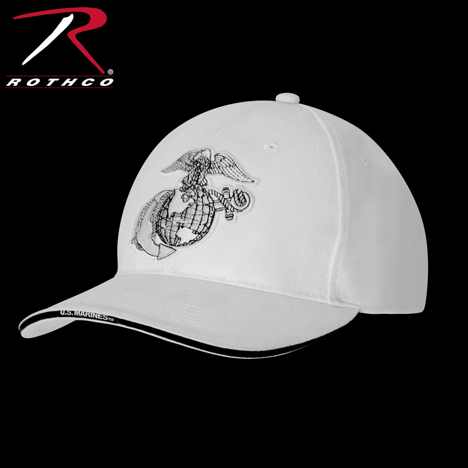 Rothco Deluxe Eagle, Globe & Anchor Low Profile Cap White – Marine Corps Support Hat