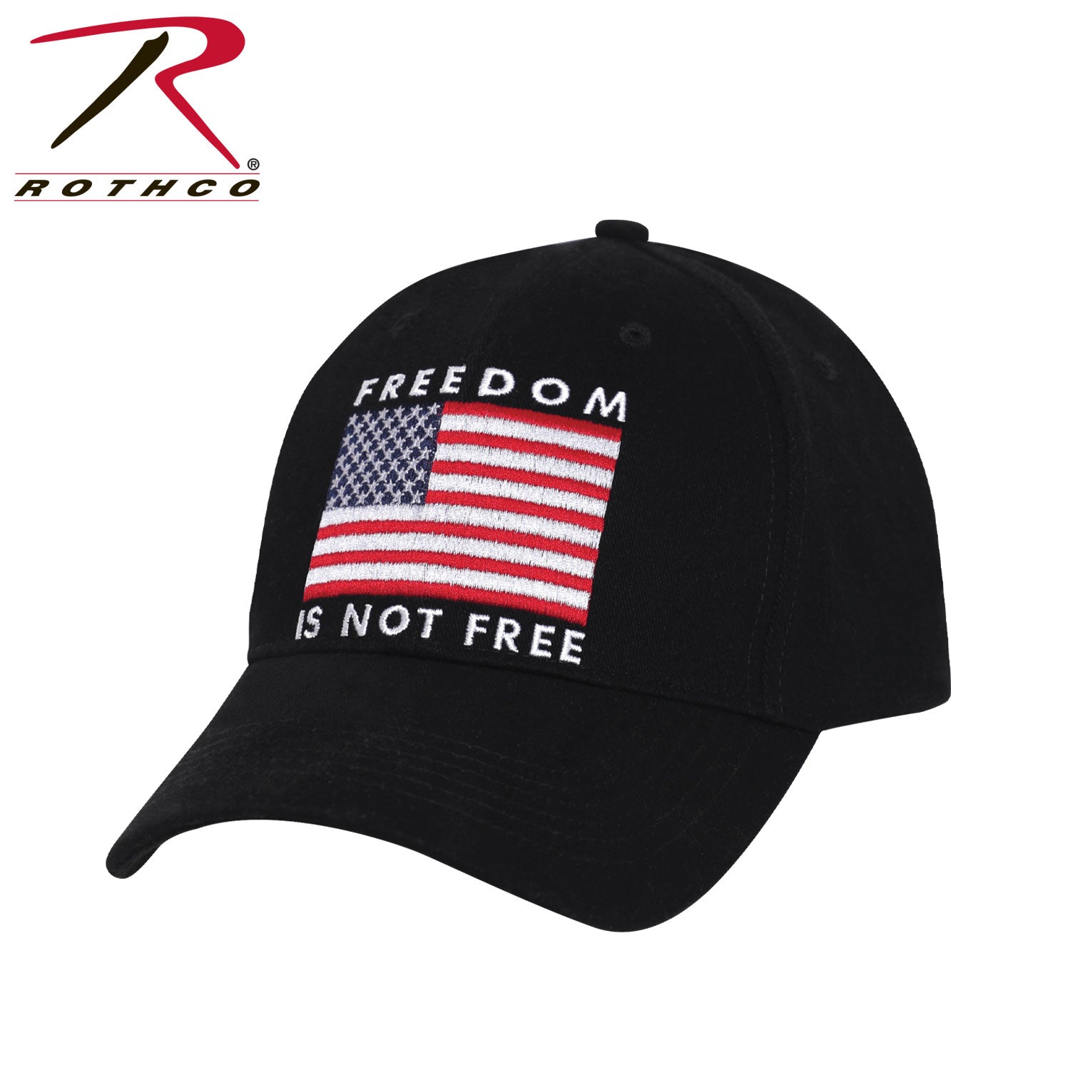 Rothco Freedom Is Not Free Low Profile Cap Black with American Flag Embroidery