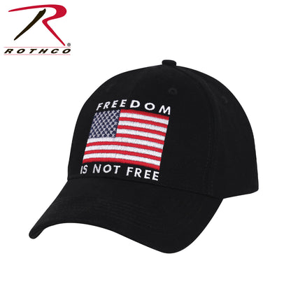 Rothco Freedom Is Not Free Low Profile Cap Black with American Flag Embroidery