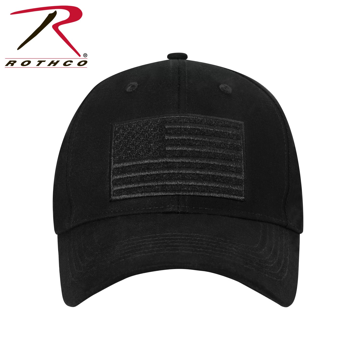 Rothco Hook & Loop U.S. Flag Low Profile Cap Black with Adjustable Closure