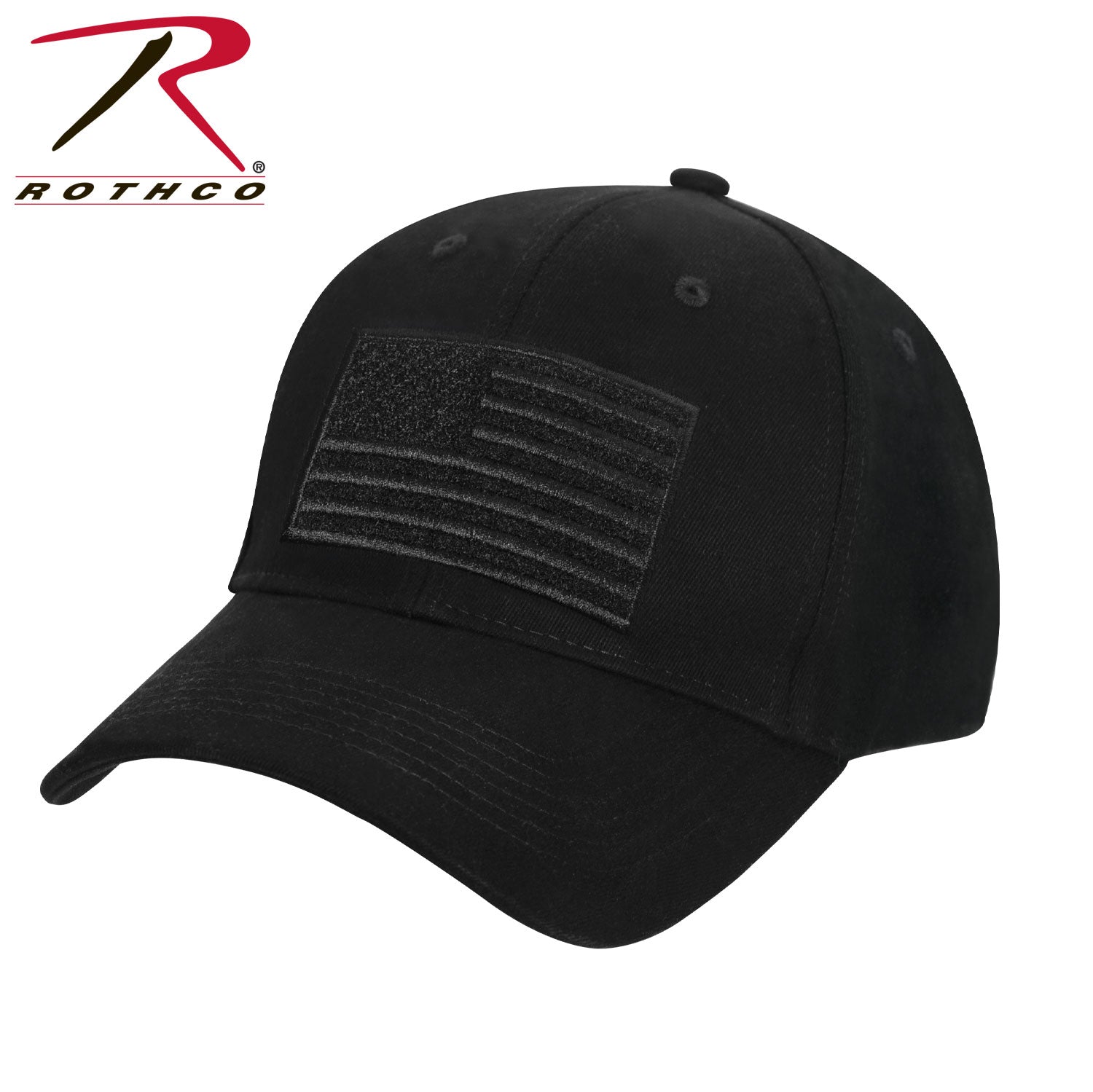 Rothco Hook & Loop U.S. Flag Low Profile Cap Black with Adjustable Closure