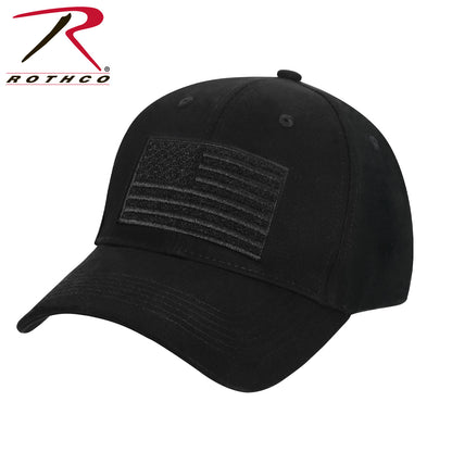 Rothco Hook & Loop U.S. Flag Low Profile Cap Black with Adjustable Closure