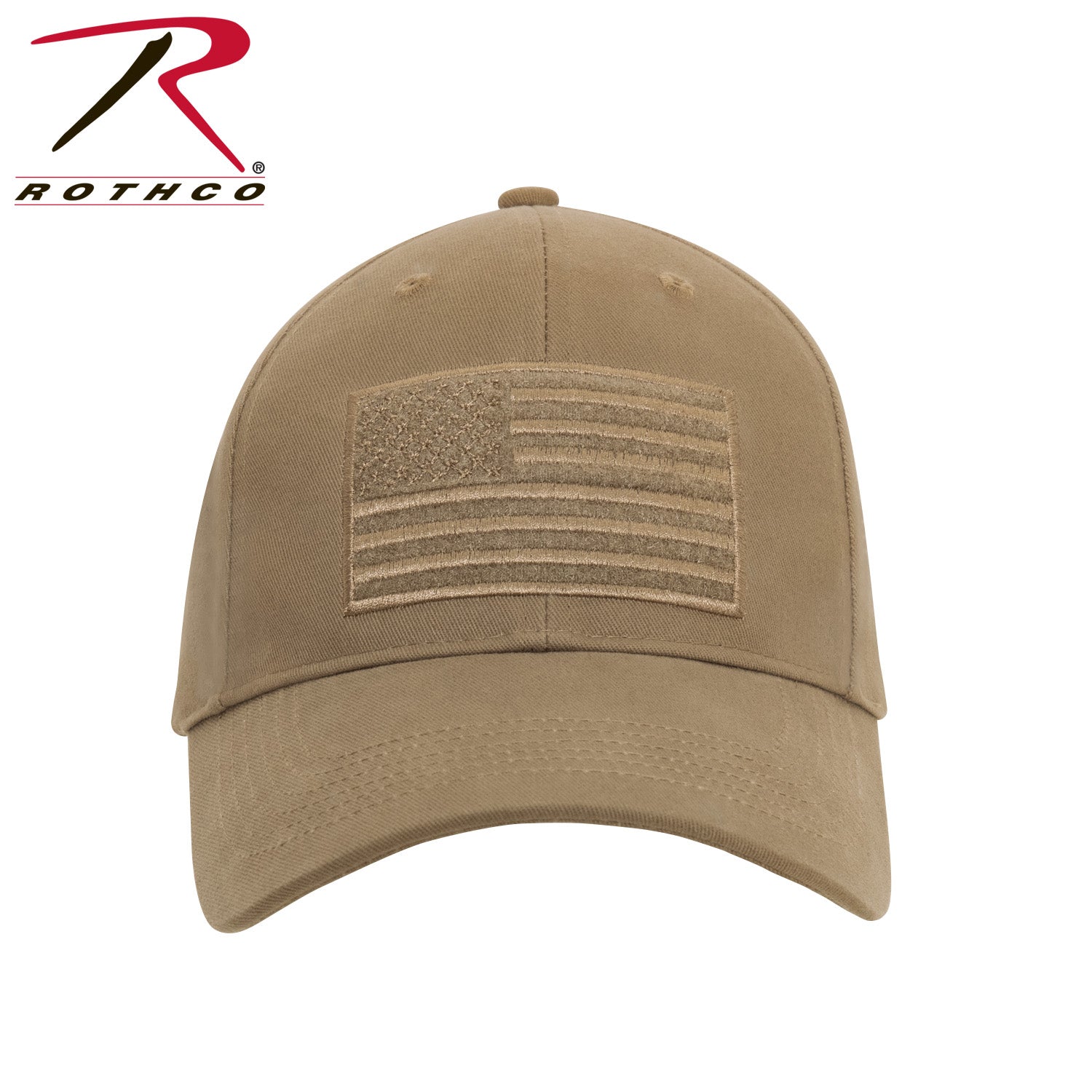 Rothco Hook & Loop U.S. Flag Low Profile Cap in Coyote Brown with Embroidered Patch