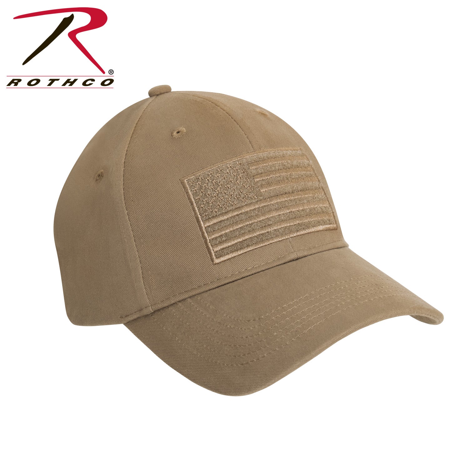 Rothco Hook & Loop U.S. Flag Low Profile Cap in Coyote Brown with Embroidered Patch