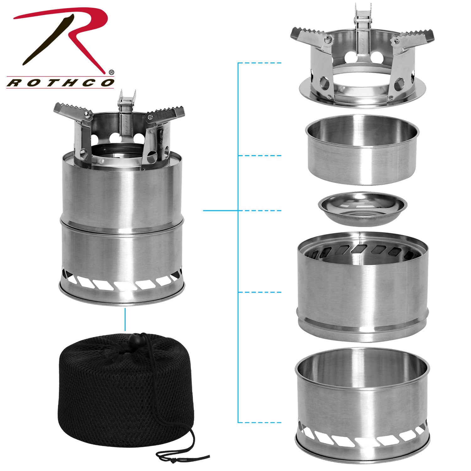 Rothco Stainless Steel Portable Camping and Backpacking Stove - Part Number 1519