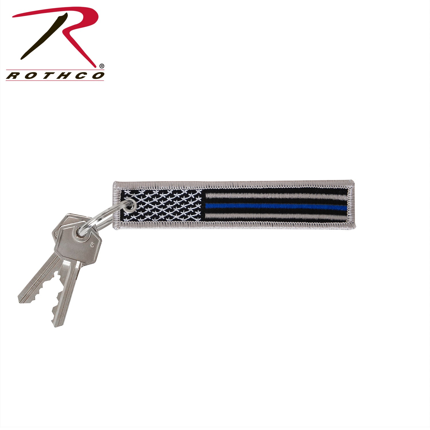 Rothco Thin Blue Line Flag Patch Keychain - Support Law Enforcement with Durable Car and Bag Accessory