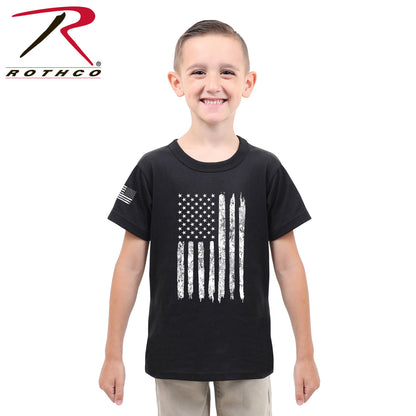 Rothco Kids US Flag T-Shirt Size L - Soft Cotton/Polyester Material with Distressed Flag Graphic