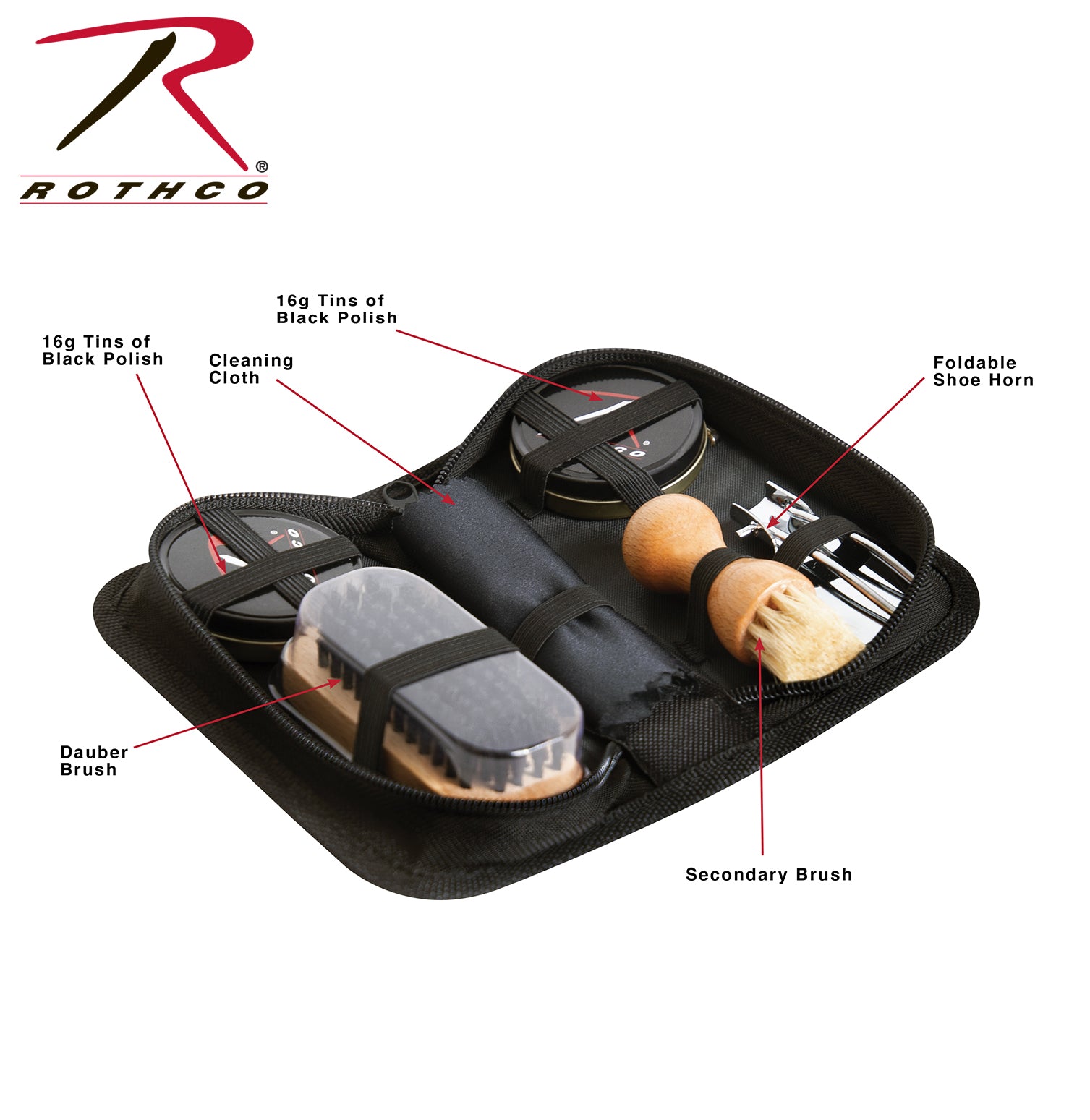 Rothco Compact Shoe Care Kit Part Number 1269 - Complete Leather Shoe Maintenance Set