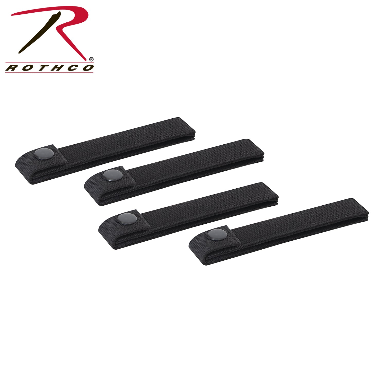 Rothco MOLLE Replacement Straps - 4 Pack Black, 6 Inch Webbing with Snap Closures