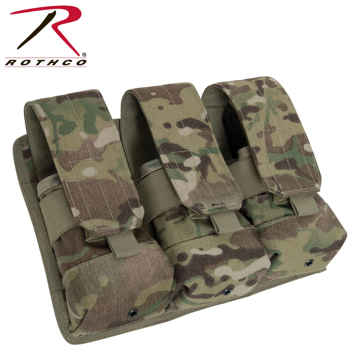 Rothco Universal Triple Mag Rifle Pouch in MultiCam – Ammunition Storage for M-16 and AK-47 Magazines