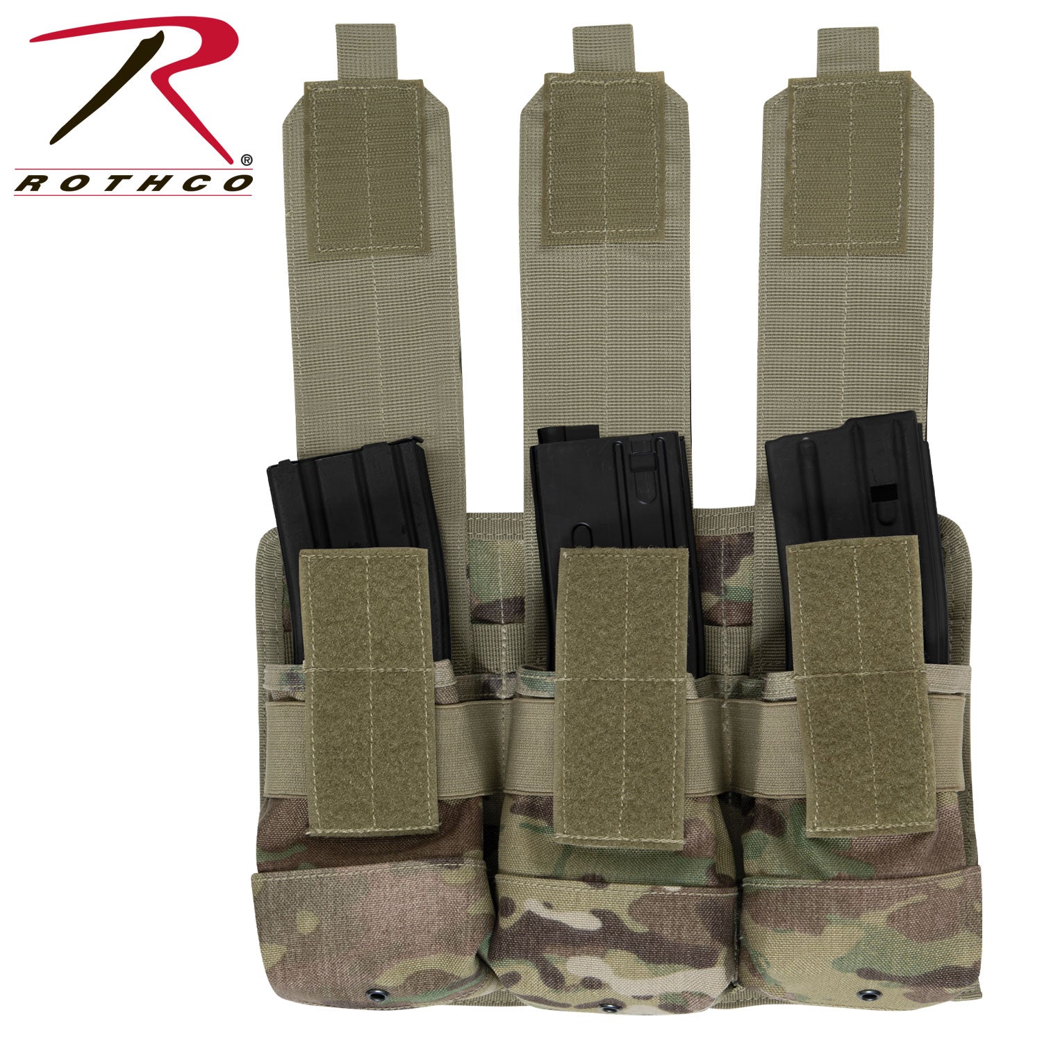 Rothco Universal Triple Mag Rifle Pouch in MultiCam – Ammunition Storage for M-16 and AK-47 Magazines
