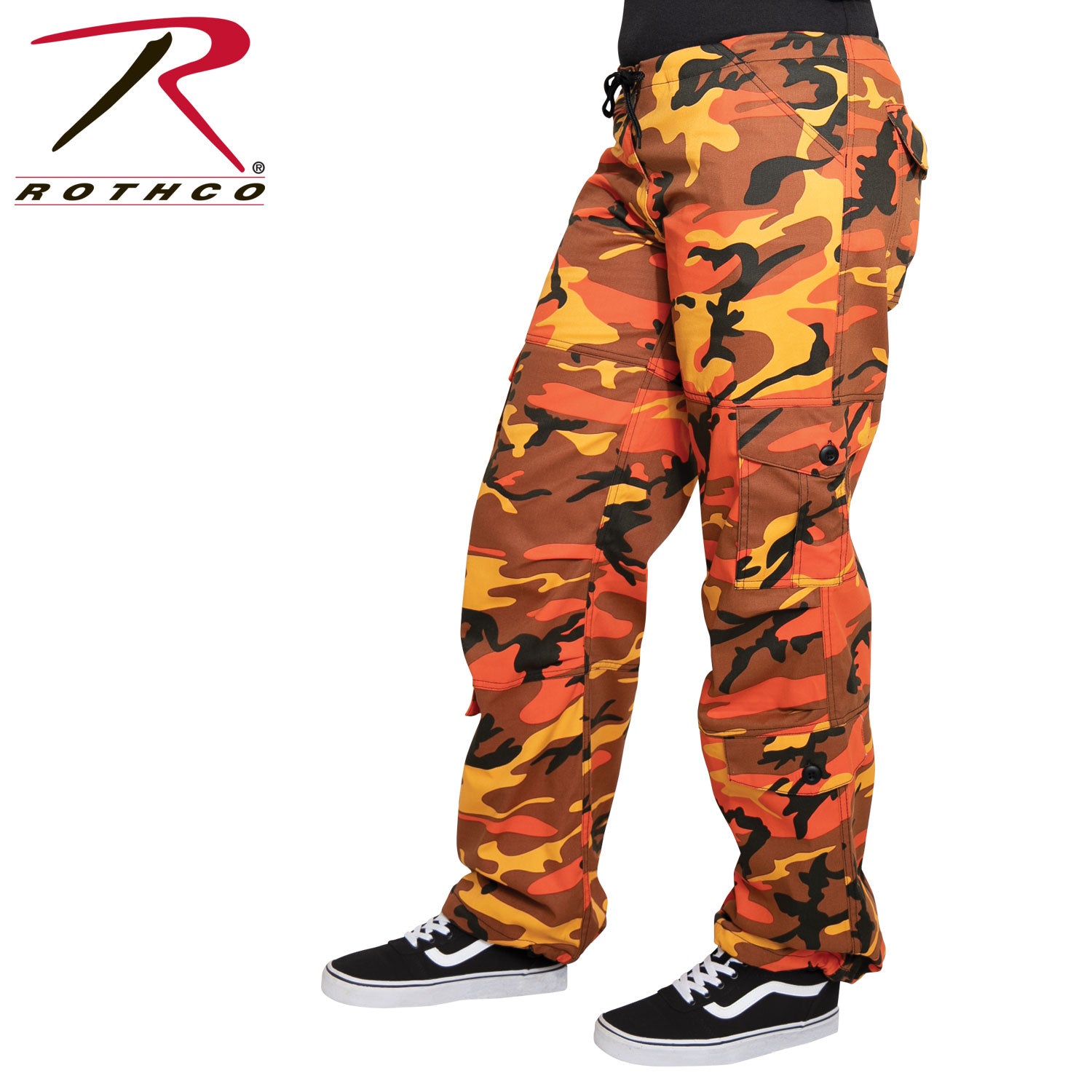 Rothco Women's Paratrooper Camo Fatigue Pants in Savage Orange Camo, Size XS