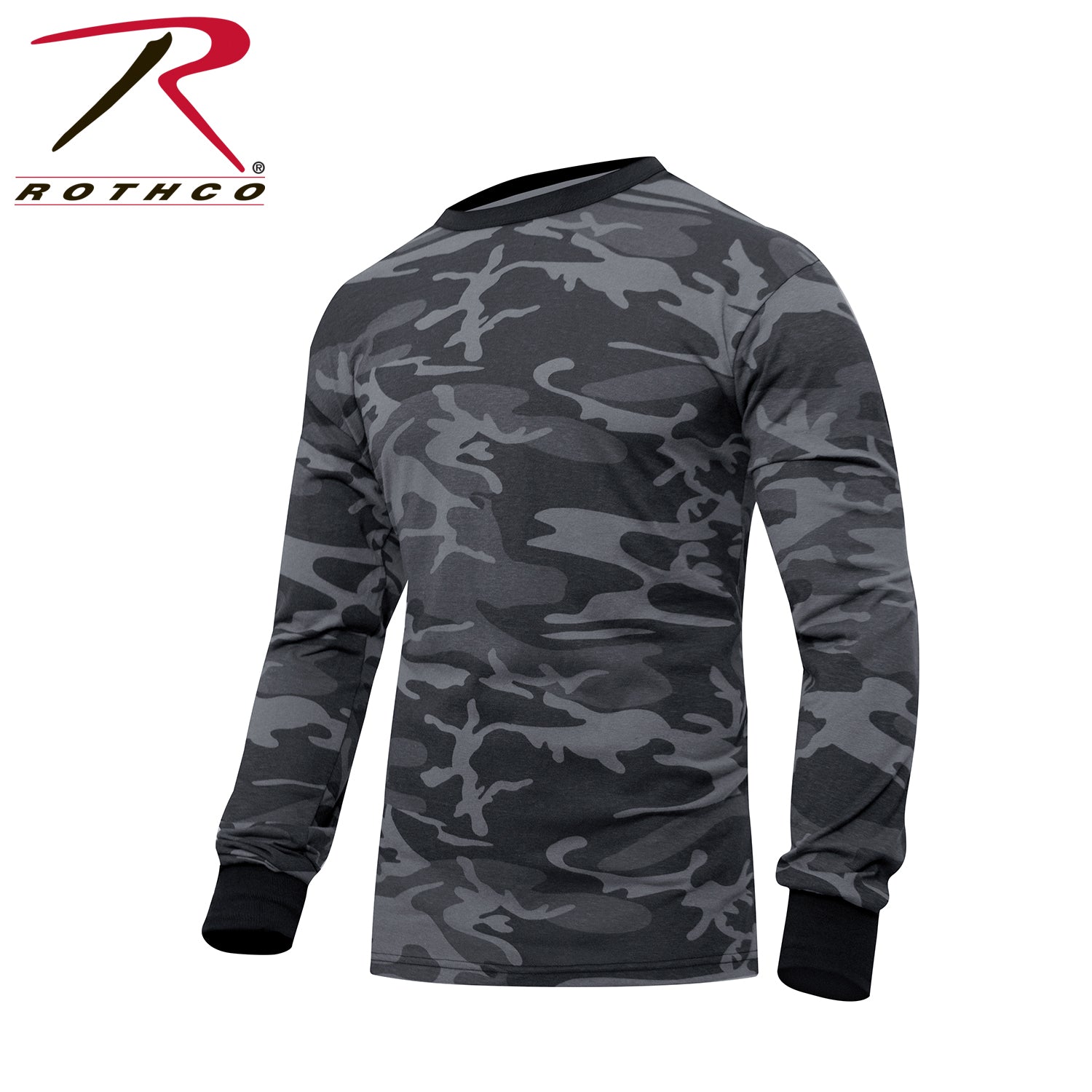 Rothco Long Sleeve Color Camo T-Shirt Black Camo Size Small