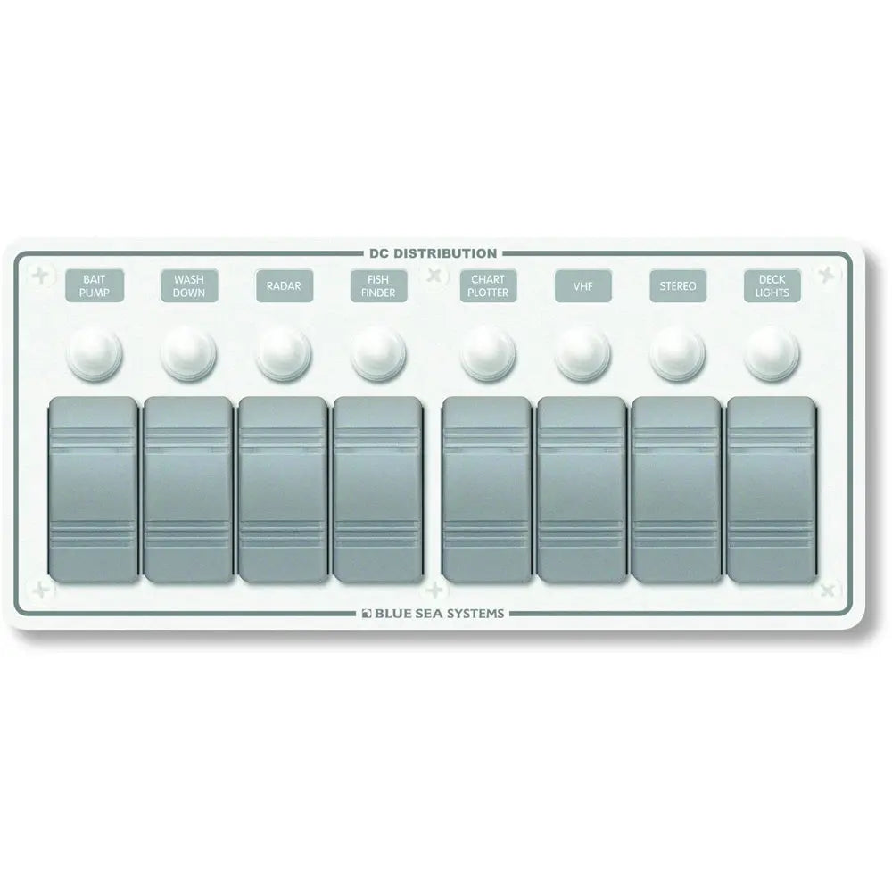 Blue Sea Systems 8271 Water Resistant 8-Position Circuit Breaker Panel for Marine Use