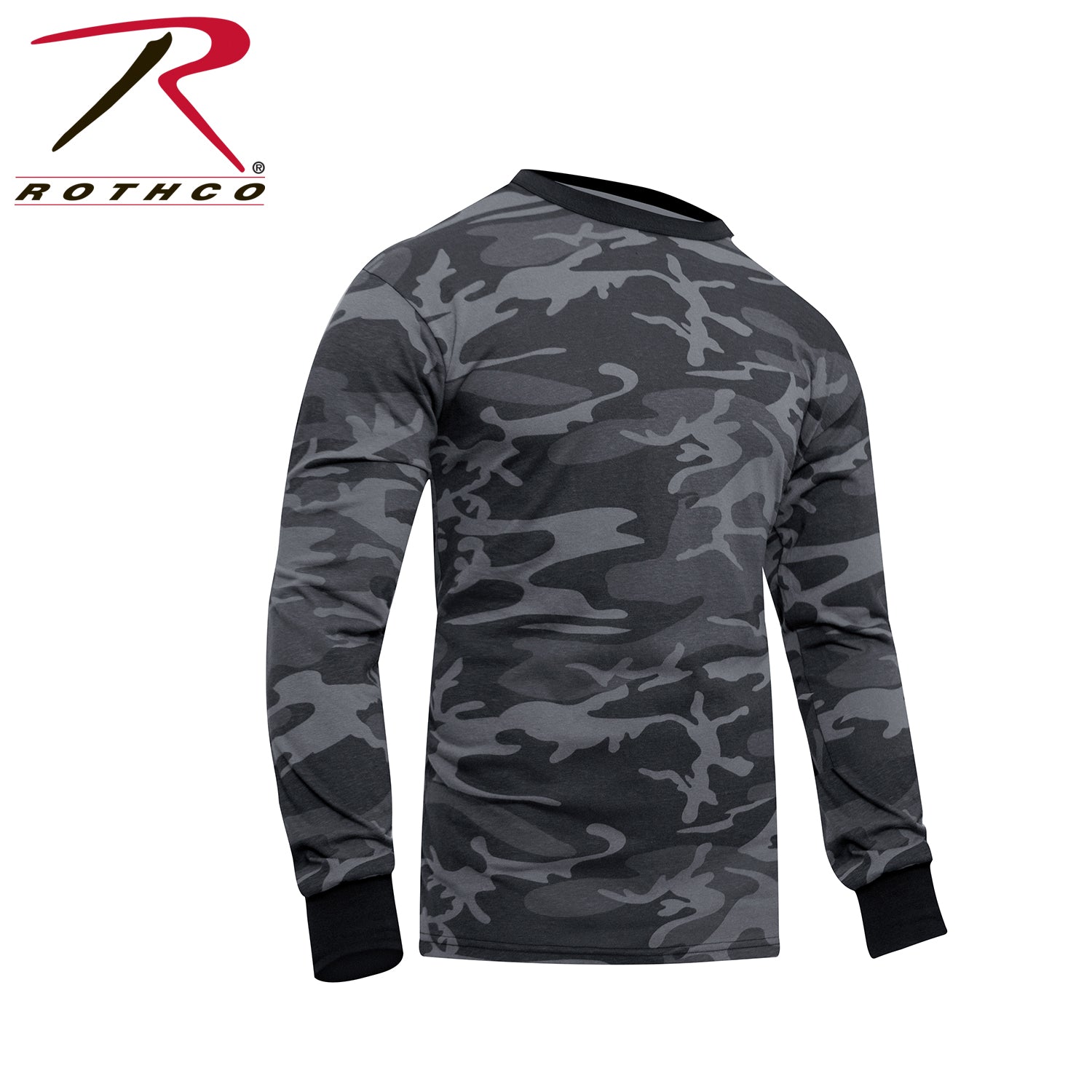 Rothco Long Sleeve Black Camo T-Shirt Size Large - Durable Military-Style Camouflage Shirt