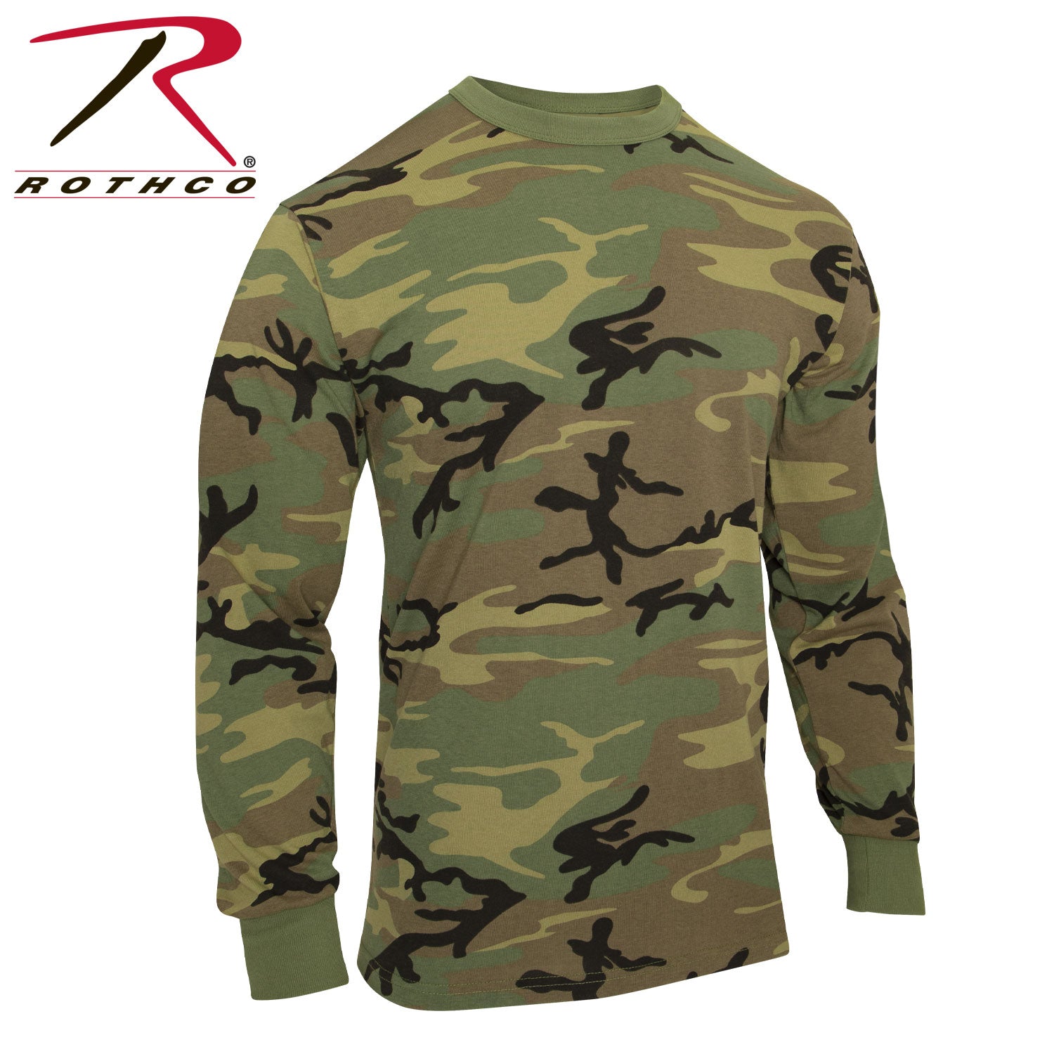 Rothco Long Sleeve Vintage T-Shirt in Woodland Camo Size Small